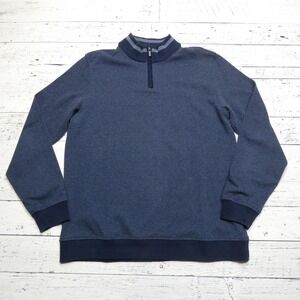 Hammer Made Pullover Sweater Mens XL Blue‎ Herringbone Half Zip Cotton Blend